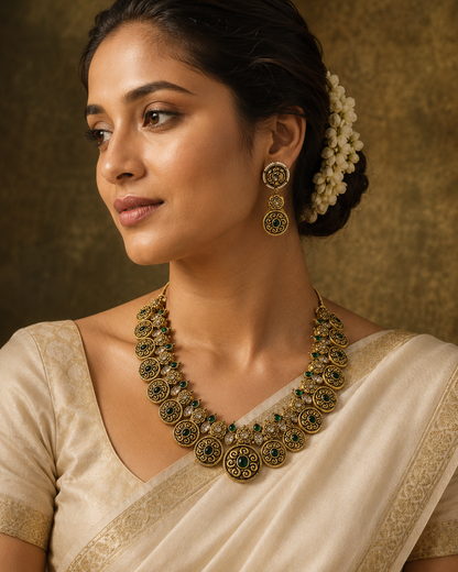 Meherangi Emerald Coin Haar Set