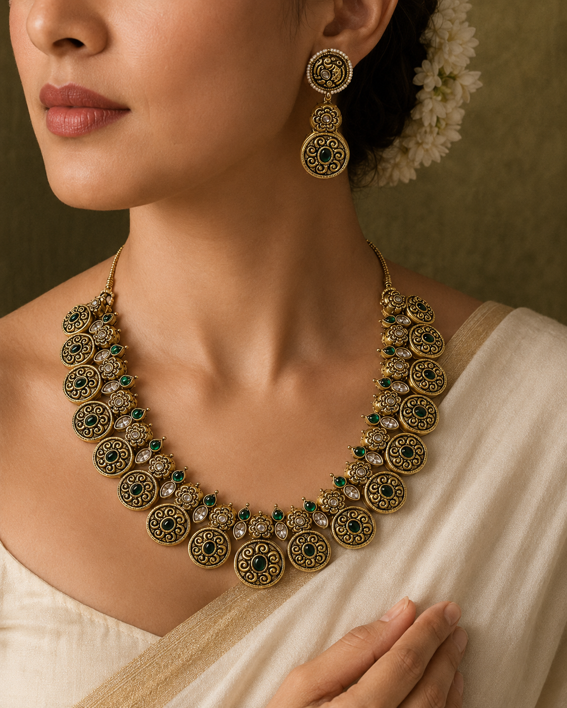 Meherangi Emerald Coin Haar Set