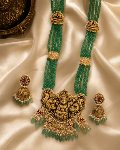 Lakshmipriya Mayura Emerald Haar Set