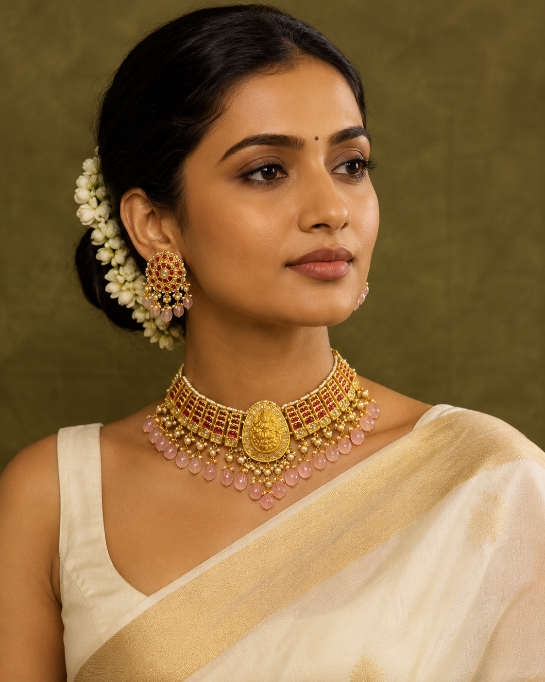 Padmaraga Rajsi Temple Choker Set