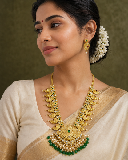 Mayurashree Emerald Temple Haar Set