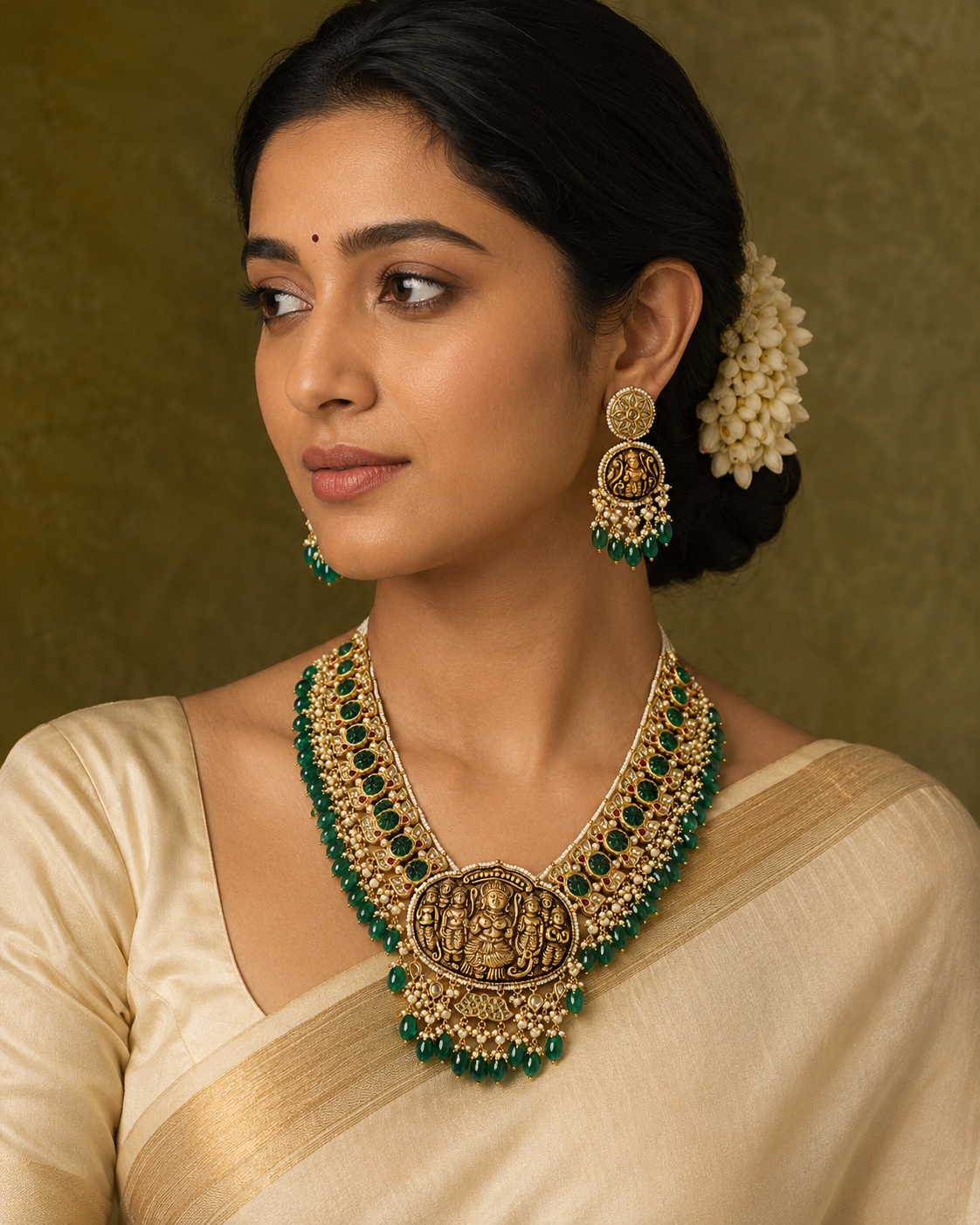 Shridevi Marakata Temple Haar Set