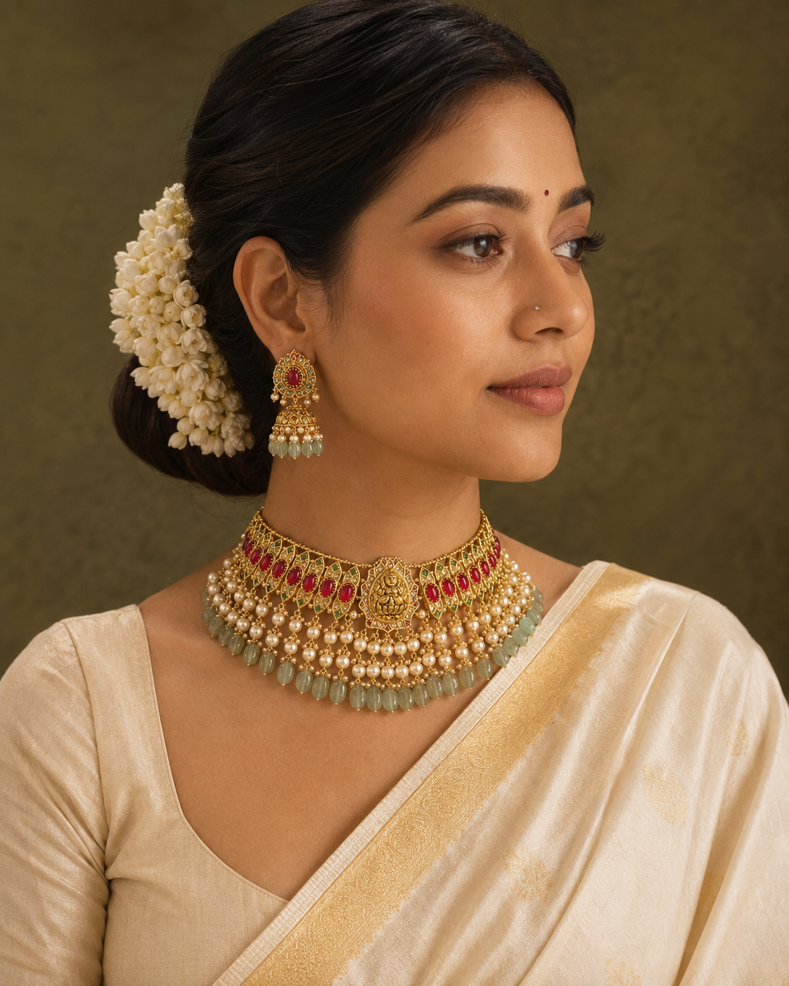 Rajarajeshwari Manikya Harit Choker Set