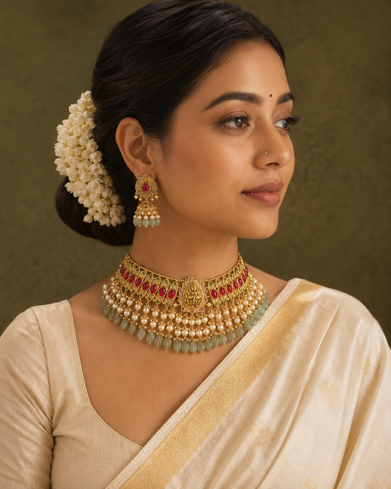 Rajarajeshwari Manikya Harit Choker Set